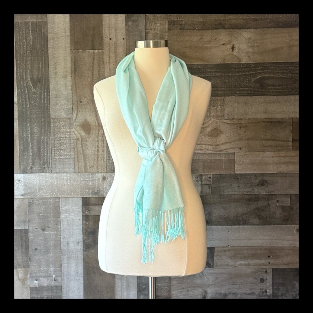 Pashmina blue scarf cashmrer silk feminine shawl pastel paisley euro summer